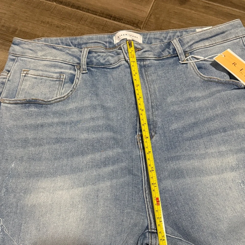 New Risen Summer Days High Rise Light Vintage Wash Straight Leg Jeans 3XL - Picture 10 of 13